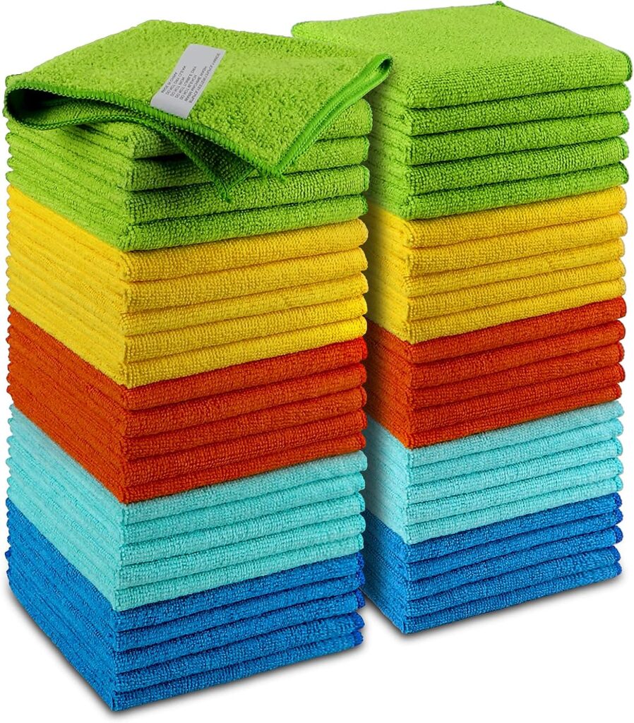 AIDEA Microfiber Cleaning Cloths-50 Pack, Premium All-Purpose Car Cloth, Lint Free, Scratch-Free, Absorbent Cleaning Towel for Cars, SUVs, House, Kitchen, Window, Gifts(12in.x12in.)