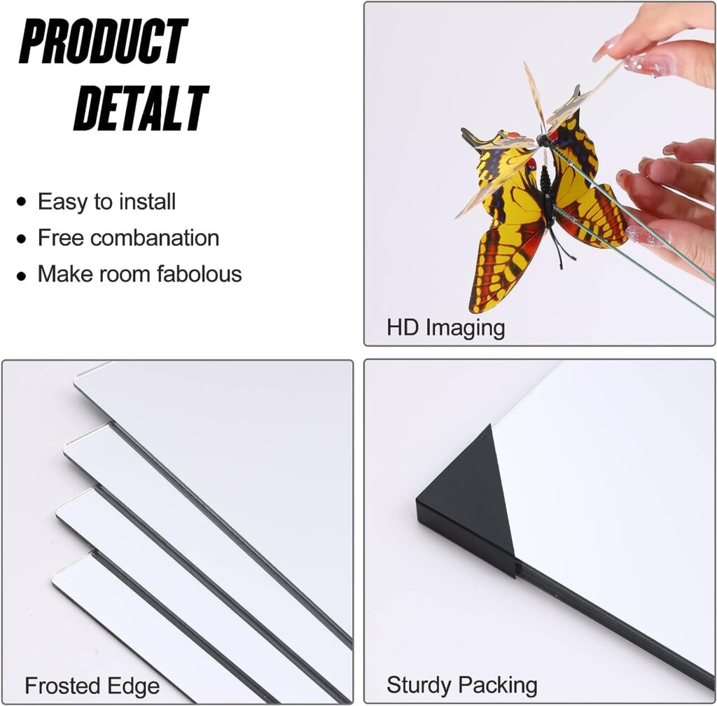 JEOYOO Full Length Wall Mirror Tiles, 8 x 8 x 8 PCS, Frameless Full Body Mirror Tiles for Bedroom,shatterproof Non Glass Mirrors Wall Mounted for Home Gym, Over The Door, Kids Mirror，32x16