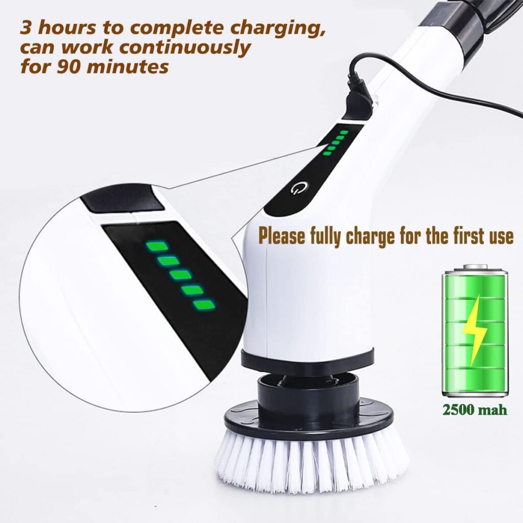 MGLSDeet Electric Spin Scrubber Rechargeable Cleaning Brush with 7 Replaceable Brush Heads, Cordless and Portable Power Scrubber, Electric Bathroom Scrubber for Cleaning Tile, Window, Floor, Tub, Car