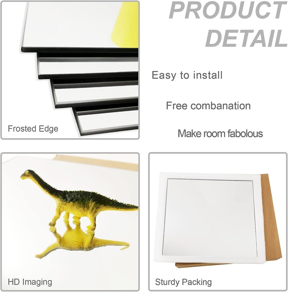 Wall Mirror Full Length (Glass, 10x10x 8PCS), Large Full Body Mirror Tiles for Door, Bedroom, Home Gym